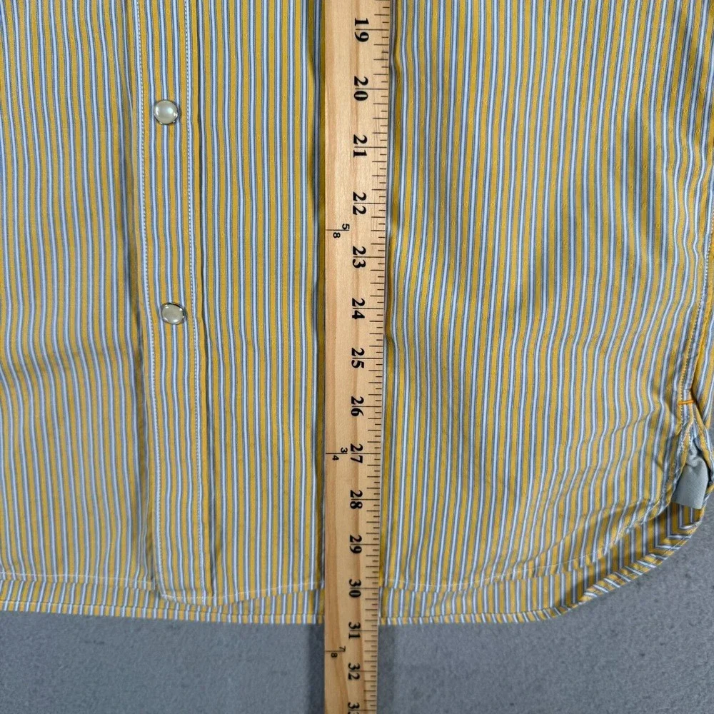 Banana Republic Pearl‎ Snap Shirt Mens Medium Slim Fit Yellow Stripes Comfort